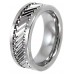 Tungsten Carbide Gear Design Center Wedding Band - Mens Ring